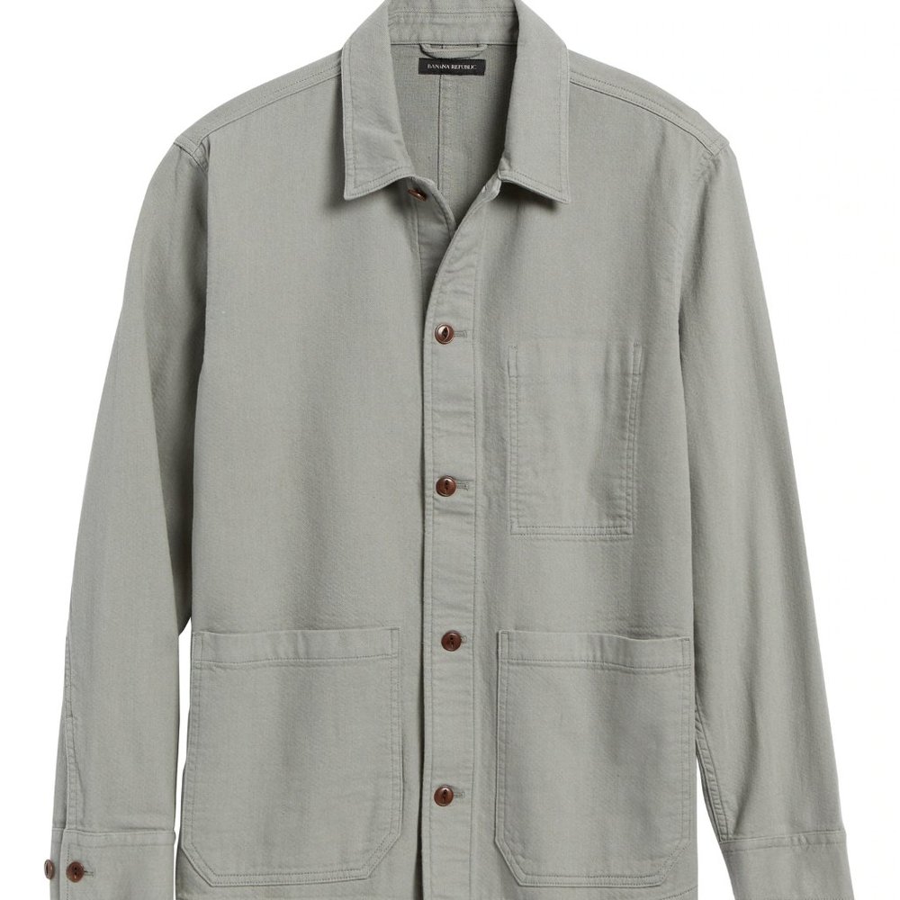Banana Republic Shirt Jacket, Sage Green, slim, size Large